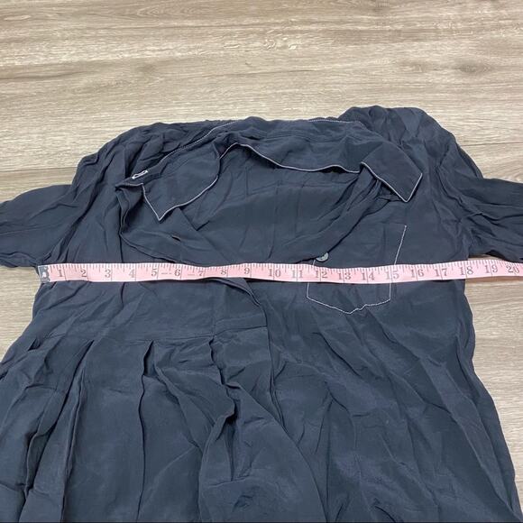 Marni Button Down Blouse Pleated Blue Hem Size 42 - Picture 4 of 7